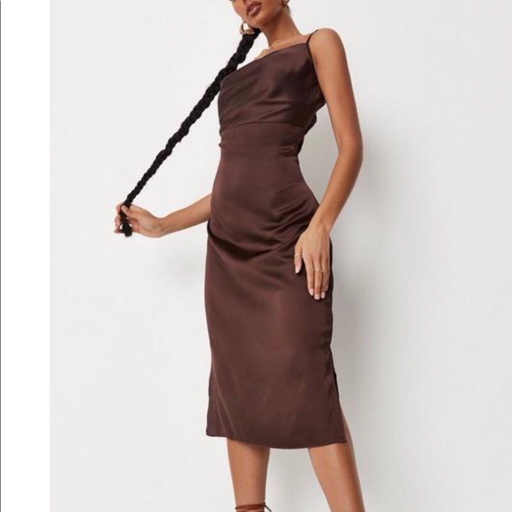 COPY - Satin cowl neck midi slip dress